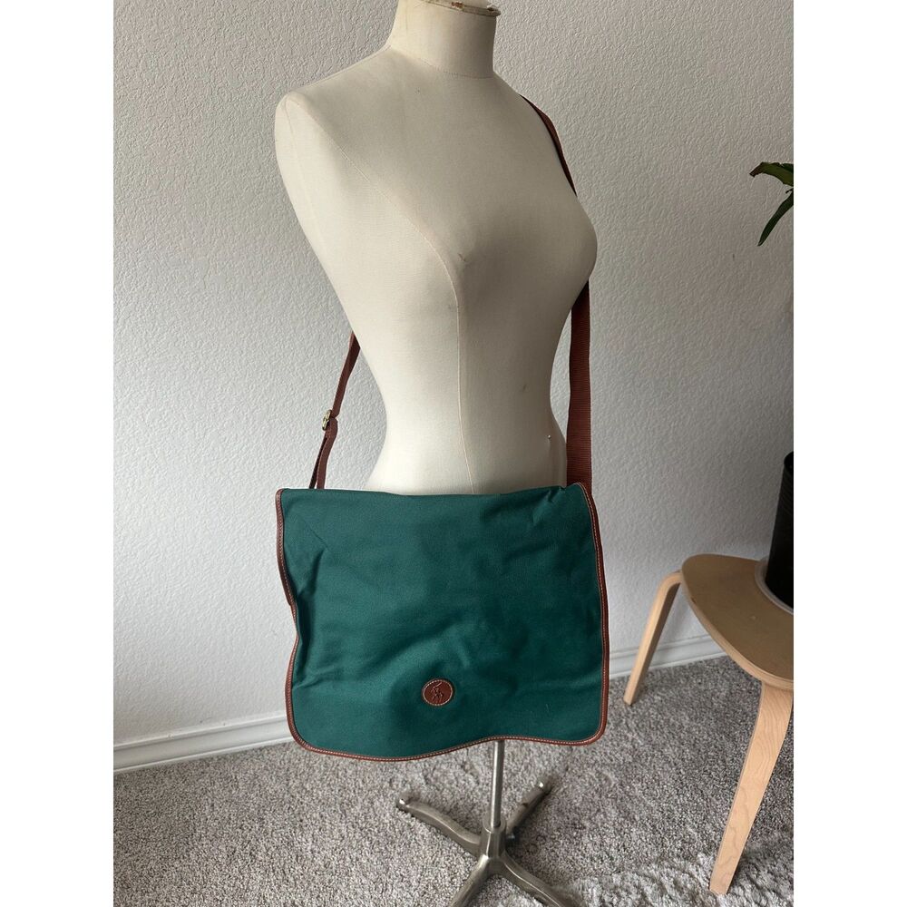 Vintage Polo Ralph Lauren Green Tote Messenger Shoulder Bag